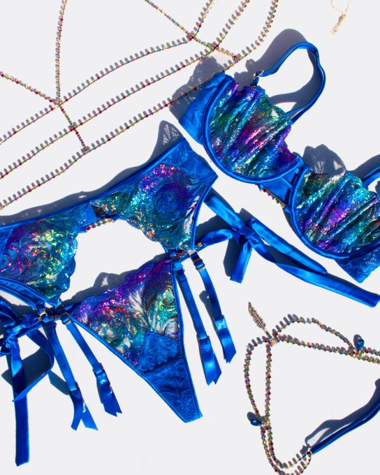 The ultimate look for celebrating World Pride in, the DELPHINE set and matching rainbow crystal BODYCHAIN