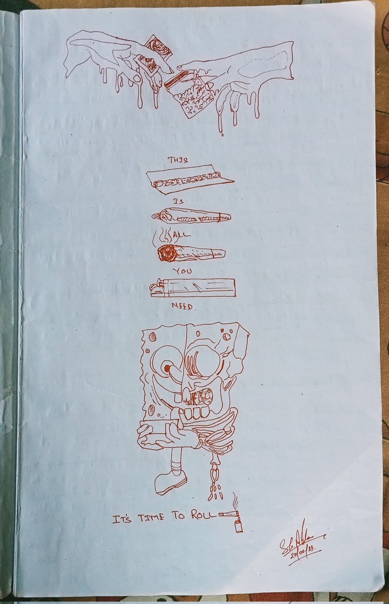skAislam's tweet photo. #high #rollit #Spongebob #SpongeBobSquarepants #art #penart #Trending #drawingart #drawingoftheday #red #conceptart #meaningfull #Twitter #mondaythoughts #ArtistOnTwitter #skeleton #Skullx |@Quizzical_Here have a look!🍁 https://t.co/4AgpNZd1sD