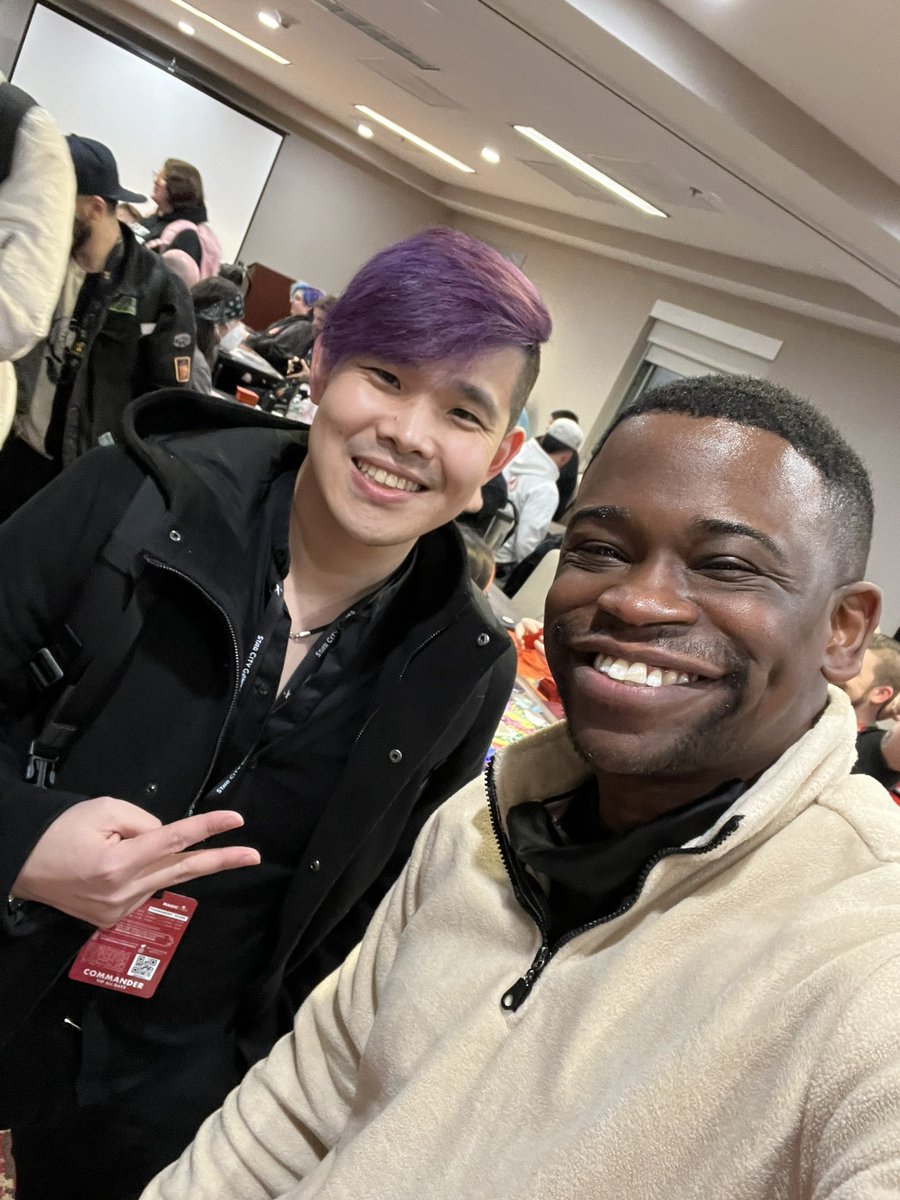 nyriqking's tweet photo. From glorious games with Joe @RngGamezTCG  to the insightful information from @Ilvaldi guiding us to greatness. Then going to the overcharged positive vibes of #themagicdaddy @Josh_M_M_M a key element for #MTGPhilly good vibes. @tronisbad #wetheones ☝🏿 https://t.co/MLk7Z8Cw7H