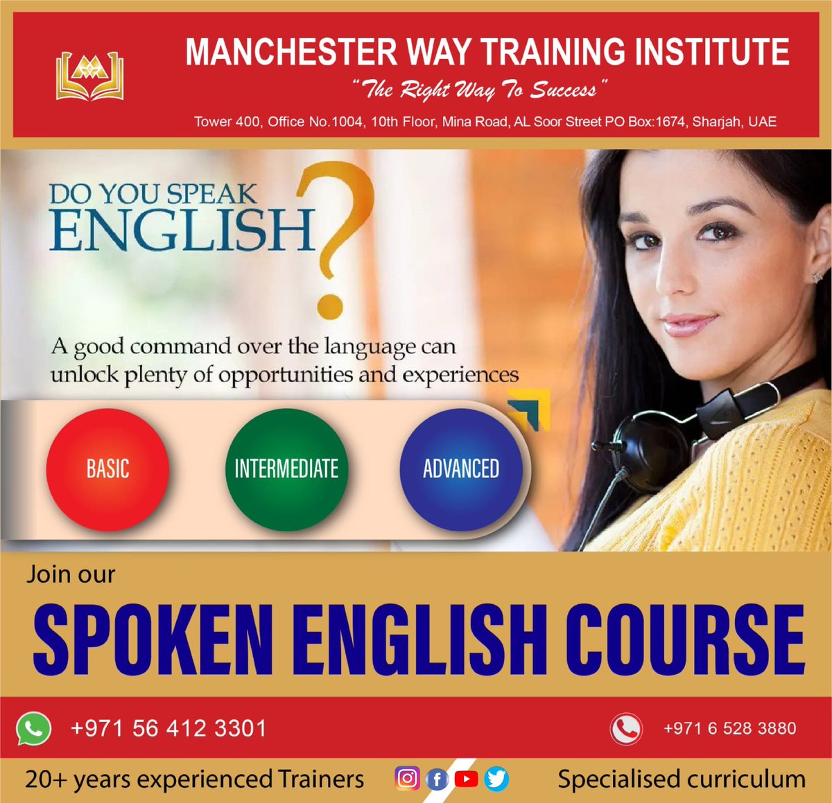 MwtiSharjah's tweet image. Enhance your English speaking skills with a specialized course at Manchester Way Training Institute !!
For Registration:
Call/WhatsApp us Now-
📲+971 56 412 3301
📲+971 54 577 4657
☎️+971 6 528 3880
#spokenenglishcourse #speakenglishfluently #vocabulary #britishcouncilsharjah