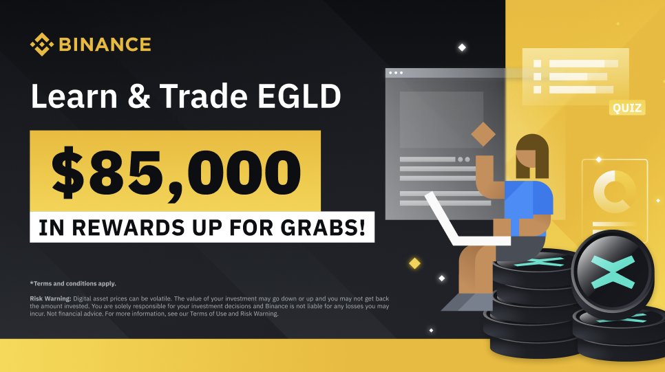 binance's tweet image. #Binance introduces $EGLD Learn &amp;amp; Trade with up to $85,000 in rewards available!

Find out more ➡️ binance.com/en/support/ann…