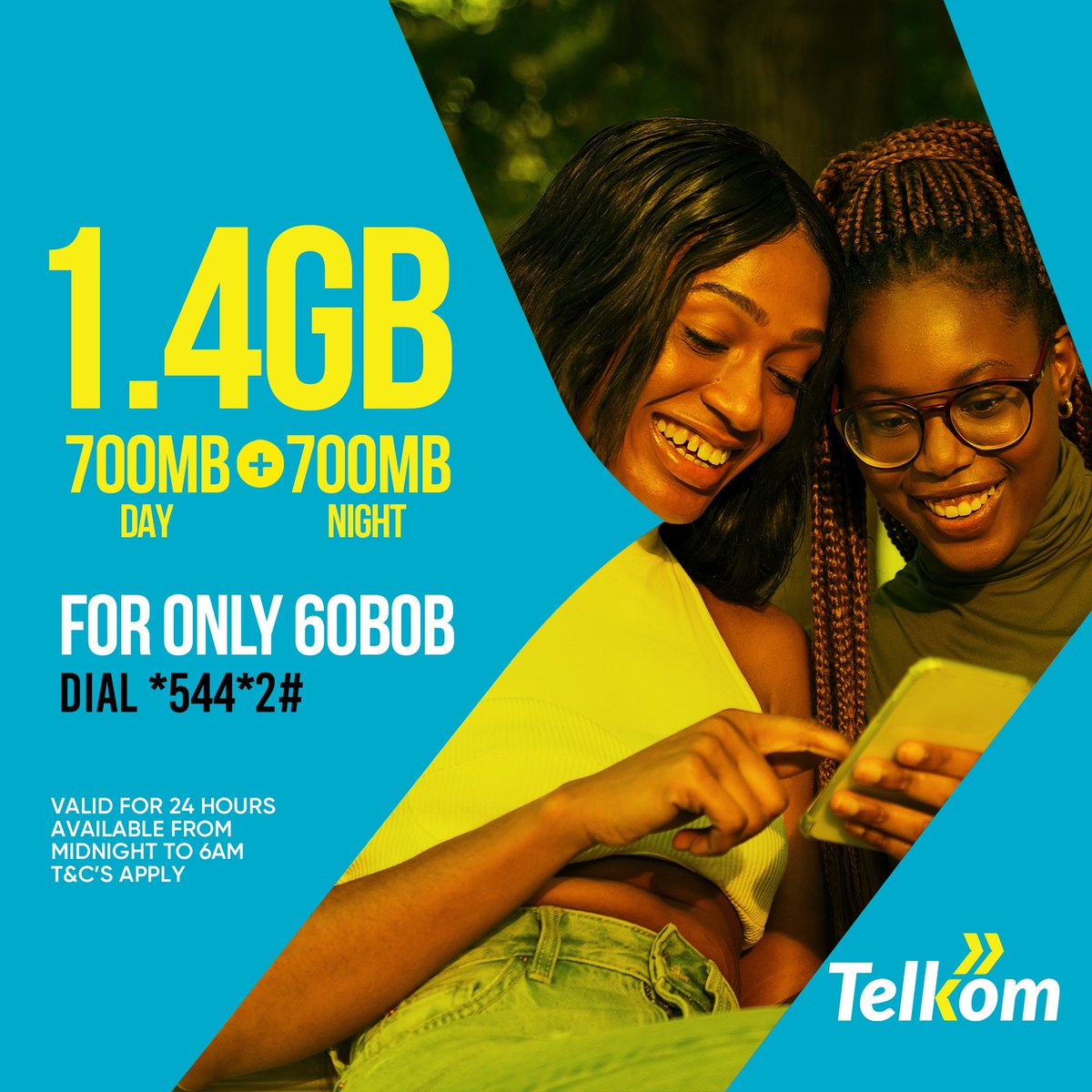 TelkomKenya's tweet photo. New Day! New Week!
Stay connected all day and night long with #700MB+700MB bundles. Huwezi miss form tena. Get 700MB during the day and 700MB at night with FREE WhatsApp + 60minutes and all this for only 60bob. Simply dial *544*2# https://t.co/SwpmX9byme