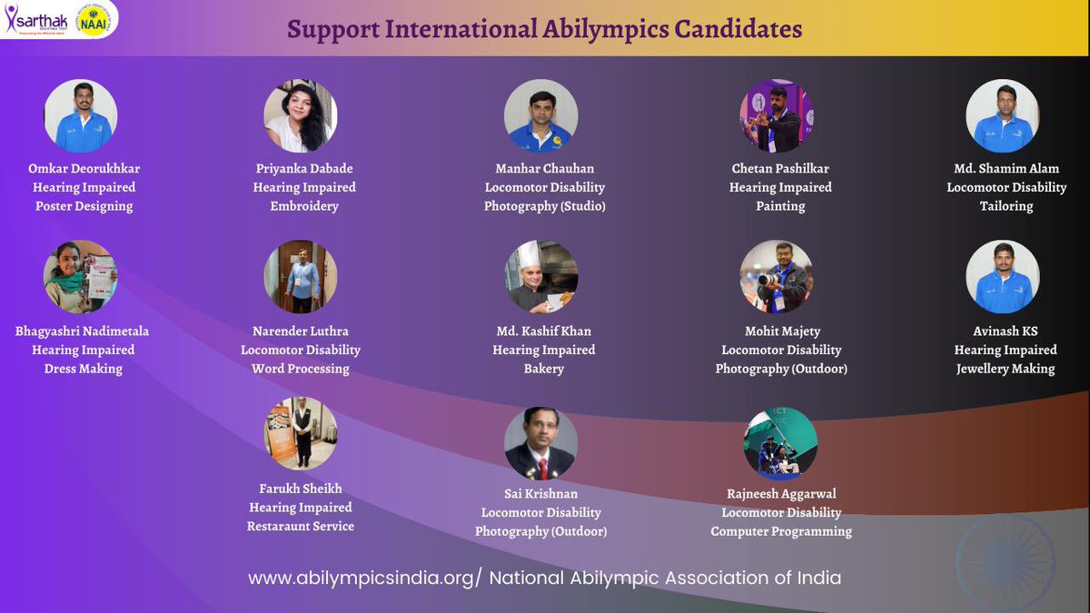 SarthakEducati2's tweet photo. Letโs cheer for #TeamIndia ๐ฎ๐ณ๐ฎ๐ณ
13 nationally selected candidates by @abilympicnaai are all geared up to represent India at 10th #InternationalAbilympics, France 2023.
To know https://t.co/B1noSuYgM6
#Abilympics2023 #HunarKiPehchan #AbilympicsFrance #SupportNAAI #Skills https://t.co/THeiTJXZqi