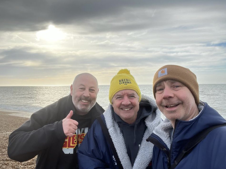 Before and after some cold water swimming off Hove beach with chums. Definitely good for the soul and helps me calm a busy mind. Not in the sea long mind!