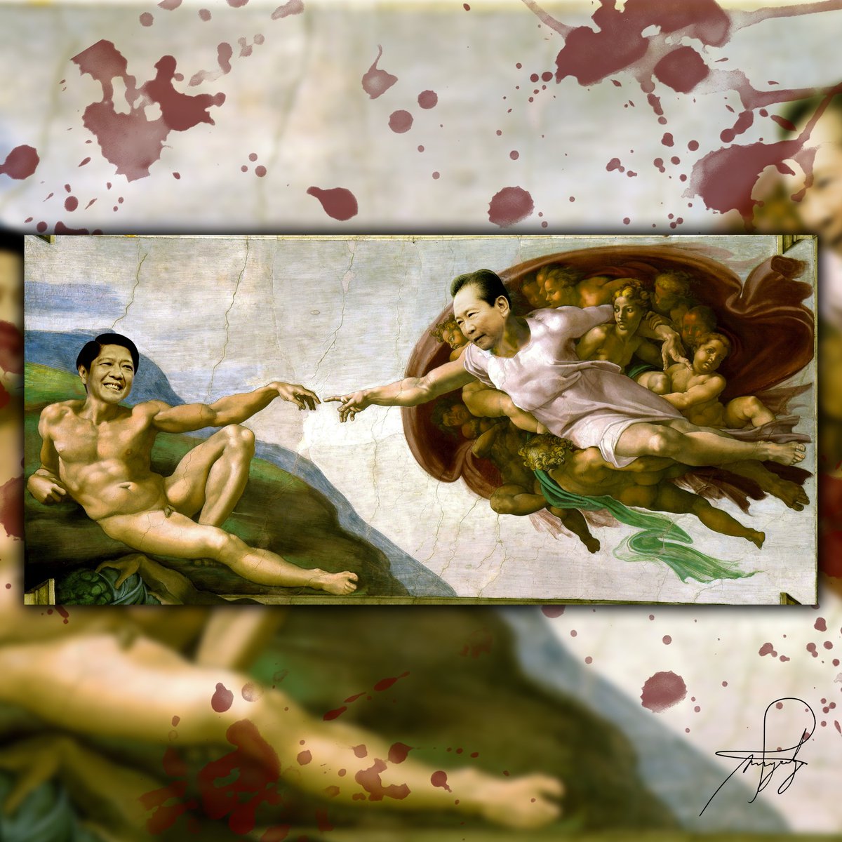 moi_gealogo's tweet photo. “Made in Manipulation”

Made in Manipulation is a collection of photo-manipulation artworks utilizing some of the world's most famous paintings such as the Mona Lisa and The Creation. Each painting is a combination of a world-class painting and a face of a Marcos family member. https://t.co/t08Ip087MZ