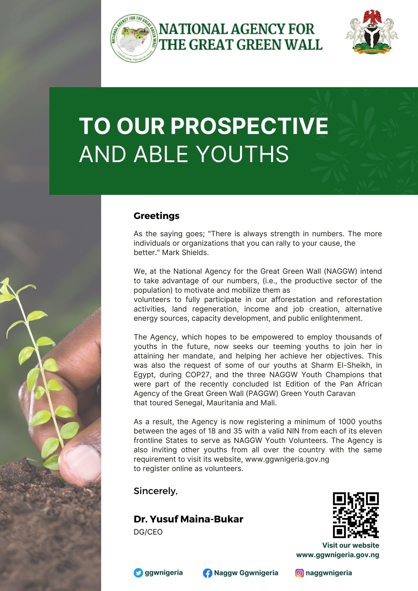 The National Agency for The Great Green Wall on Twitter "PRESS RELEASE