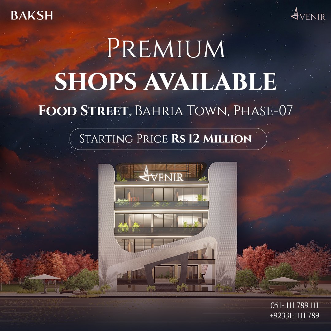 BakshProperties's tweet photo. Premium Shops Available.
The starting price for a Shop is Rs.12M.
If choosing to follow a payment plan the first payment will be 25%.
Contact us for more information:
+92 (51) 111 789 111
info@bakshint.com
#bakshestate  #pakistan #pakistanrealestate  #realestate #pakistanlife https://t.co/tYT6NJE8L0