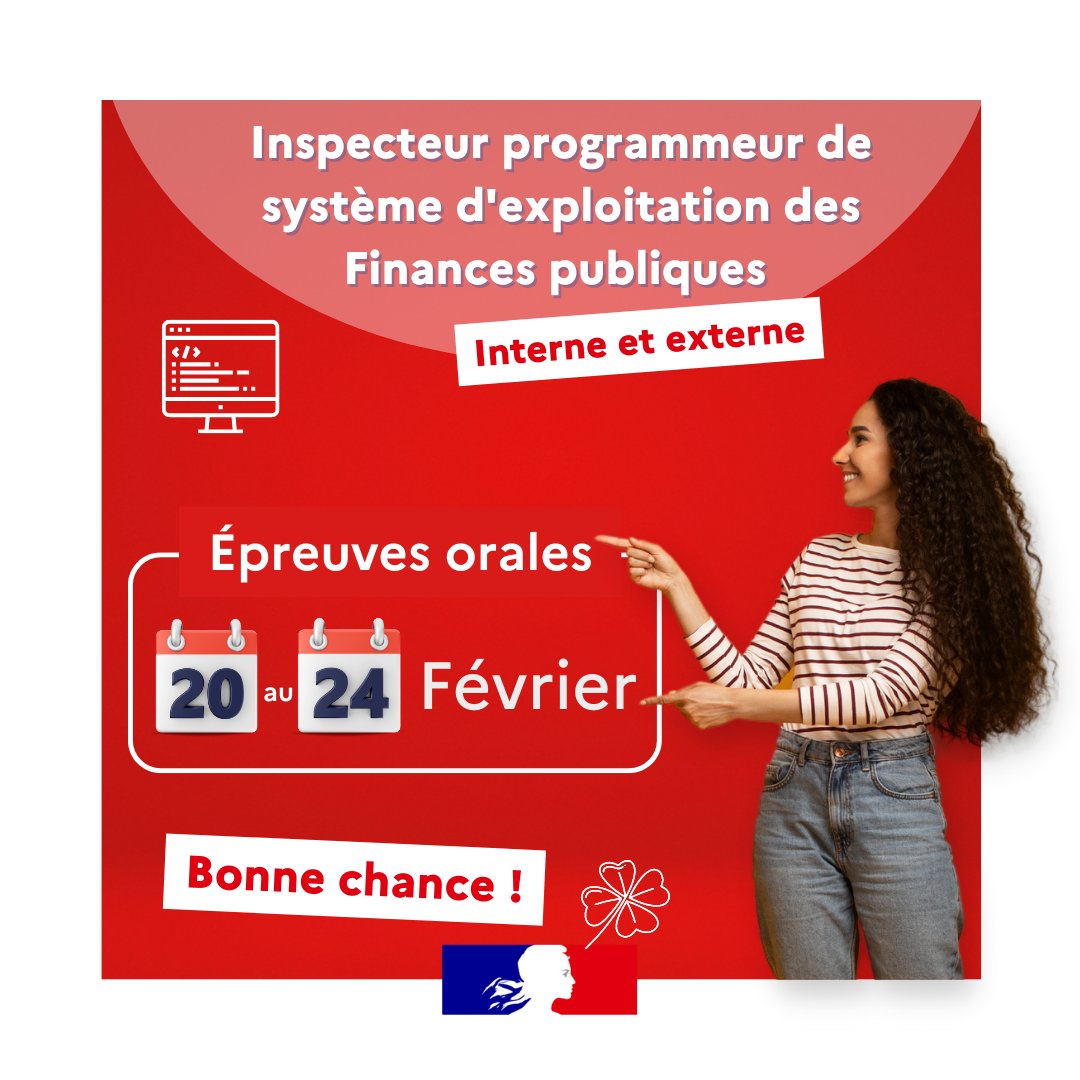 ENFiP_officiel's tweet image. 🍀🤞Bonne chance à ceux qui passeront les épreuves #orales du concours d&apos;inspecteur #programmeur de système d&apos;exploitation de la @dgfip_officiel !

📅 Rendez-vous le 03 mars 2023 pour les résultats !

#concours #DGFiP #FinancesPubliques #ServicePublic #ChoisirLeServicePublic