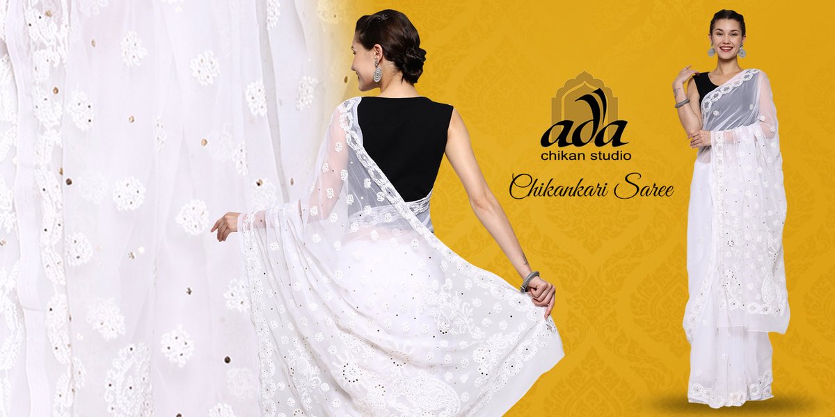Adachikanstudio's tweet photo. Be the divine woman you are, with this stylish Hand Embroidered Chikankari Saree
#AdaChikan #Chikankari #AdaChikankari #LakhnaviSuit #LakhnaviAda #ChikanDress #ChikanWork #HandCrafted #MadewithLove #LucknowCity #HandMade #NeedleCrafted #AdaDesignerChikanStudio #chikankarisaree https://t.co/tMciIpUnM9