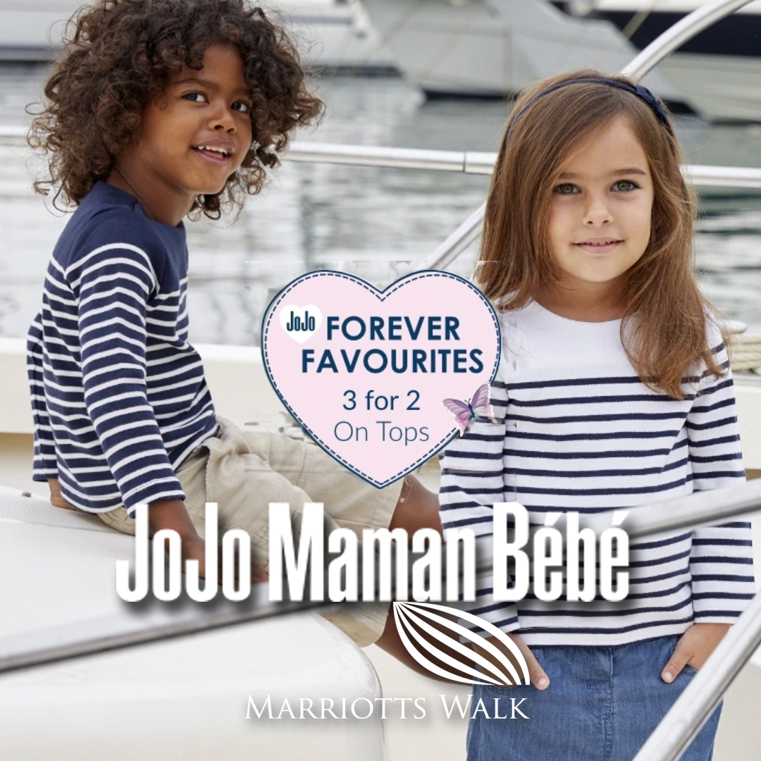 MarriottsWalk1's tweet image. JoJo Maman Bebe are the place to go for babies and kidswear at Marriotts Walk. Better still, they currently have '3 for 2' on tops.
#MarriottsWalk #3for2 #tops #kidswear