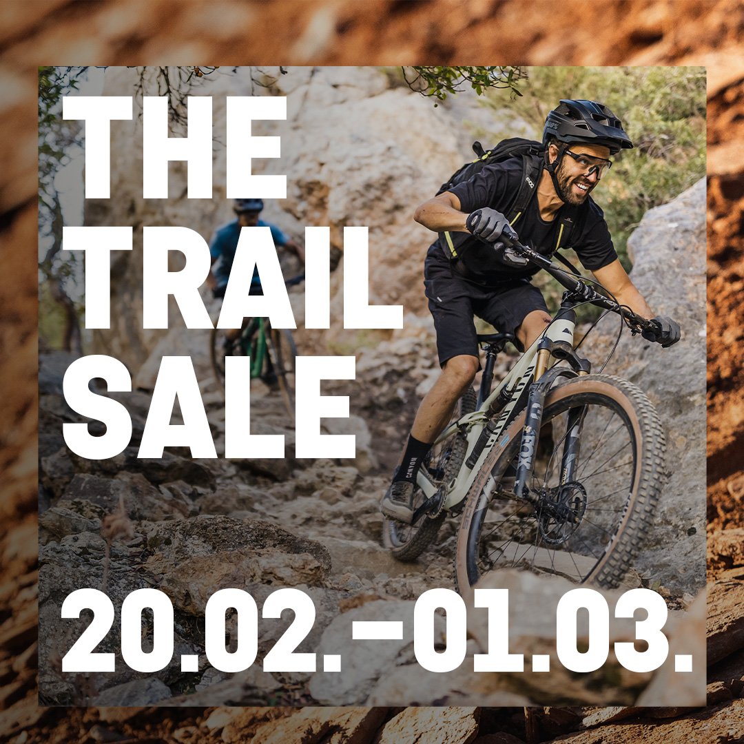 Ride with the flow. Score your dream (E-)MTB today. The Trail Sale is on: You can save up to 30% on our (E-)MTBs and up to 40% on gear until 1st March. Check it out: click.canyon.com/3I8HujU