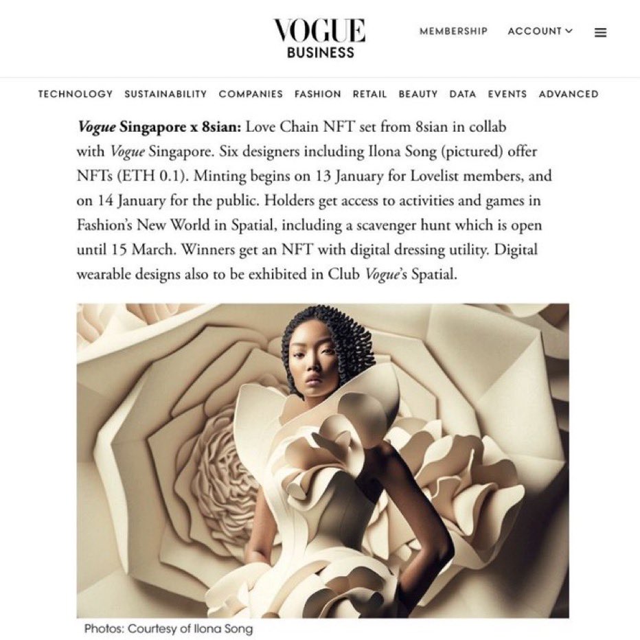 ilonasong's tweet photo. Check out our NFT Collection at Vogue Club @voguesingapore @8siannft on @spatial_io ๐
https://t.co/MAh2c6wvz0
Thank you for featuring ! @voguebusiness @maghanmcd Madeleine Schulz
#voguebusiness #voguesingapore #vogueclub #nfttracker #nft #nftcollection #nftcollector https://t.co/MtA4WFwnMo