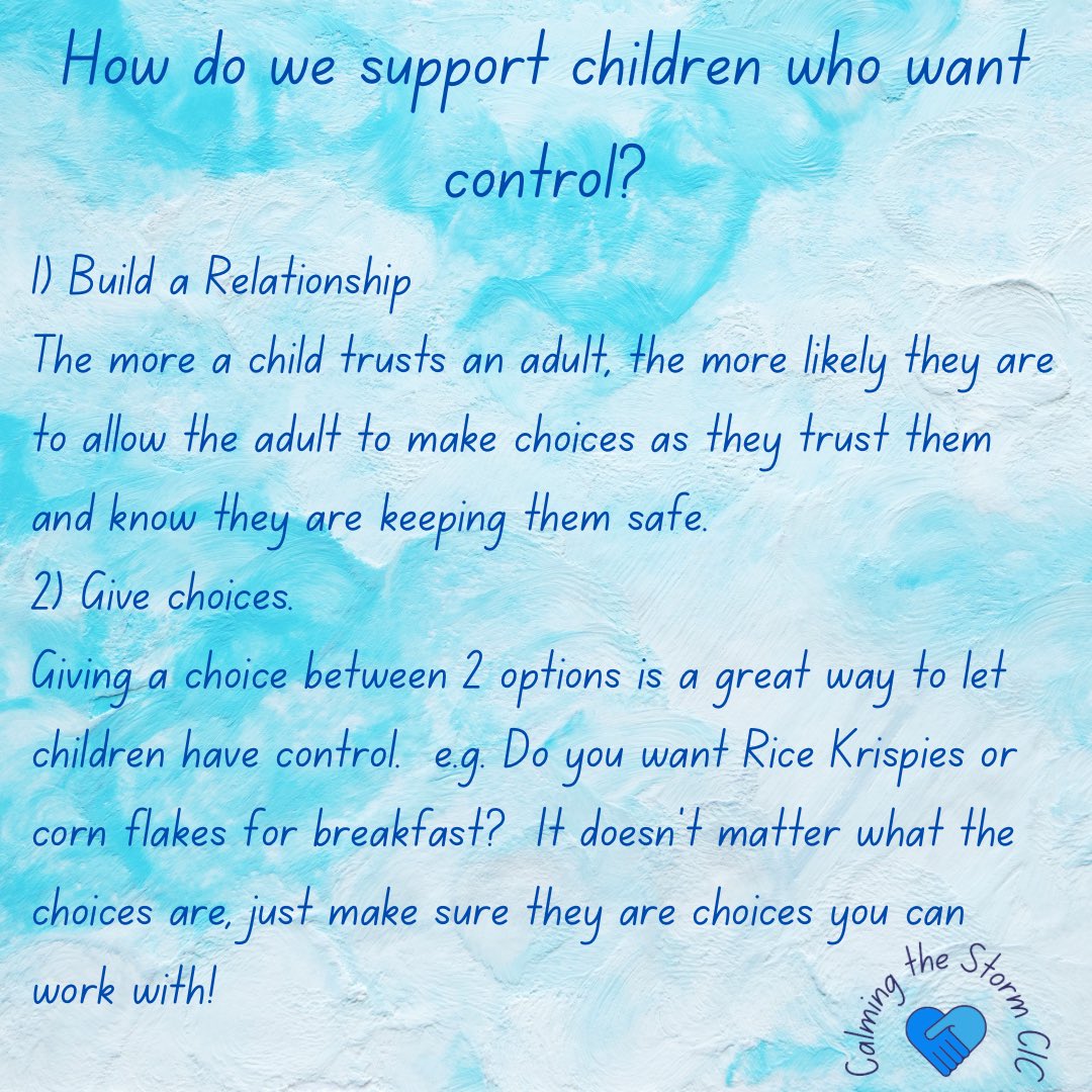 CalmingUK's tweet photo. 💙Trauma Aware Monday 💙 today it’s all about supporting children and young people who want to have control of everything. It’s probably one of the biggest challenges I’ve faced in teaching and as a parent. It takes patience and understanding. https://t.co/ggIeTbw9dK