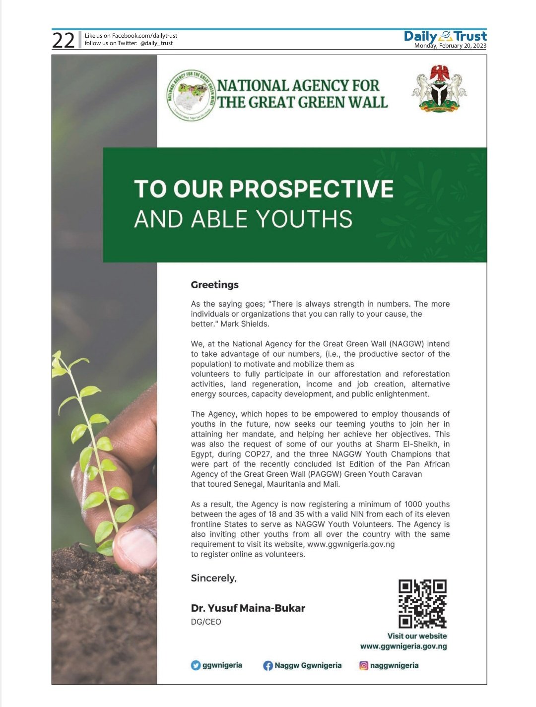 The National Agency for The Great Green Wall (ggwnigeria) / Twitter
