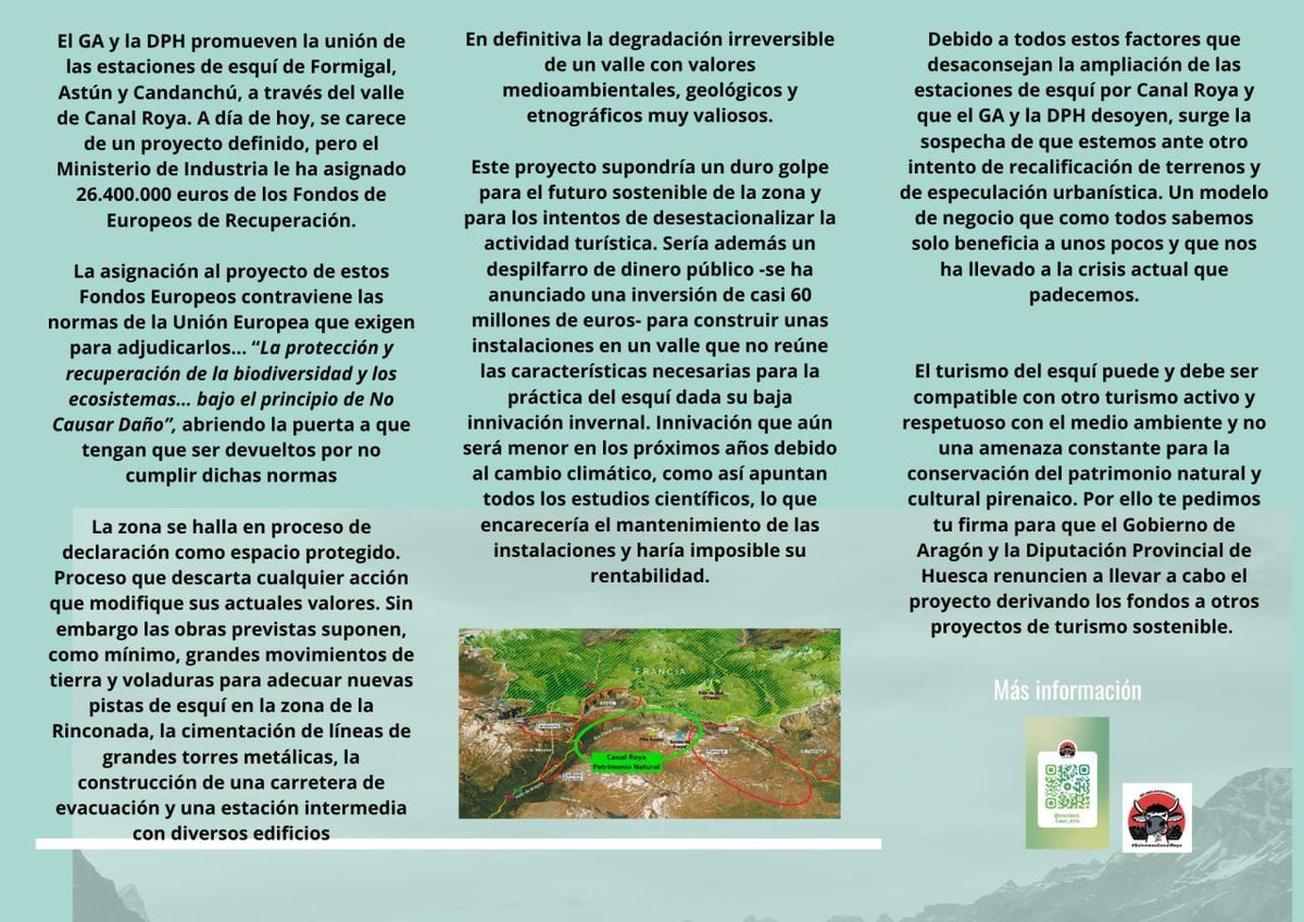 PDMAAragon's tweet photo. Commissioner @MHohlmeier, welcome to Spain. We know you are coming to review how the #NextGenerationEU funds are being managed. The @GobAragon project to build a cable car in Canal Roya will cause significant damage in an area of ​​great environmental value, the Pyrenees https://t.co/7ItfzBYXaM