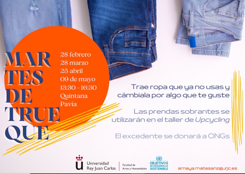 👖🥻👚🩳Vuelve el mercadillo de trueque de ropa a los Campus de Madrid y Aranjuez!!
Trae lo que ya no quieras, llévate lo que te guste, haz la moda más sostenible.
 <a href="/ofiverdeURJC/">Oficina Verde URJC</a> @UrjcModa
