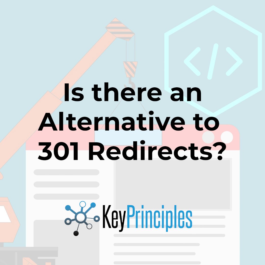KeyPrinciples's tweet image. Is there an alternative to 301 redirects?
The best SEO practice for redirects is to use a 301 status code. 
An alternative is to use JavaScript, however, unless there is a very specific use case, all redirects should be done server-side using the appropriate status code.