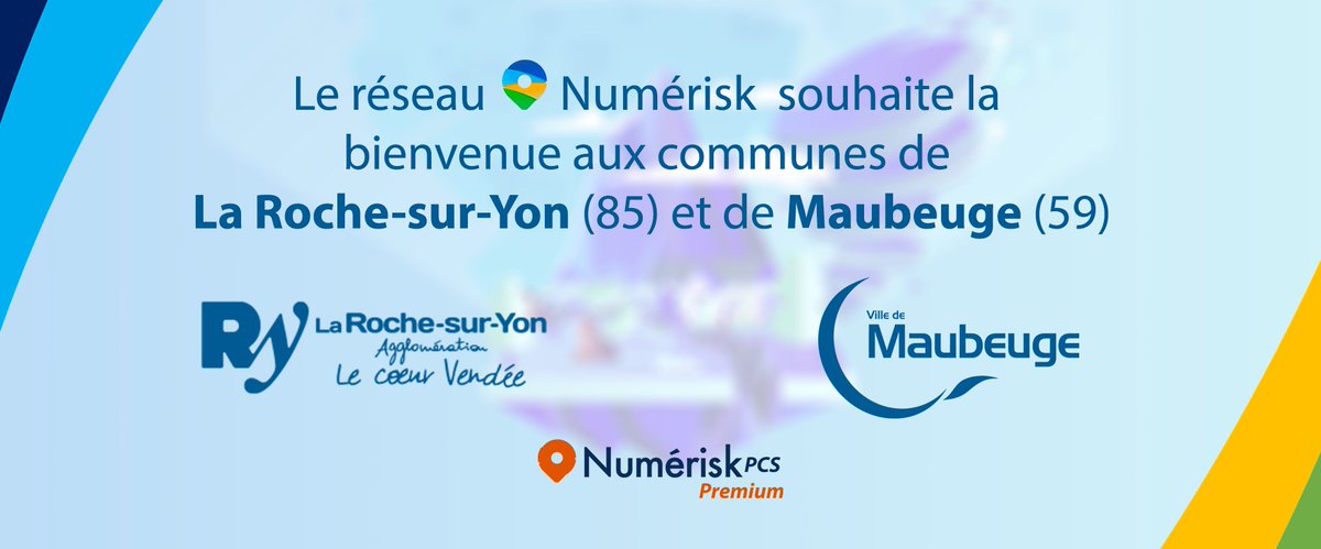 ✨ Bienvenue aux communes de La Roche-sur-Yon (85) et de Maubeuge (59) qui rejoignent le réseau Numérisk pour 3 et 5 ans.

Notre équipe les accompagnera sur la digitalisation de leur PCS depuis notre plateforme collaborative, la conception d'exercices ainsi que du DICRIM.