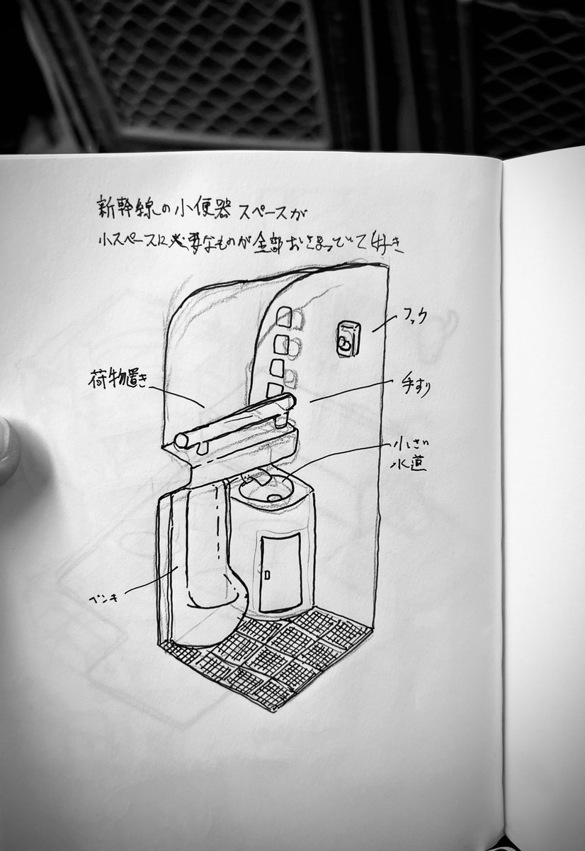 新幹線内にある小便器のスペースが何だか小ぢんまりしてて結構好きなんです 