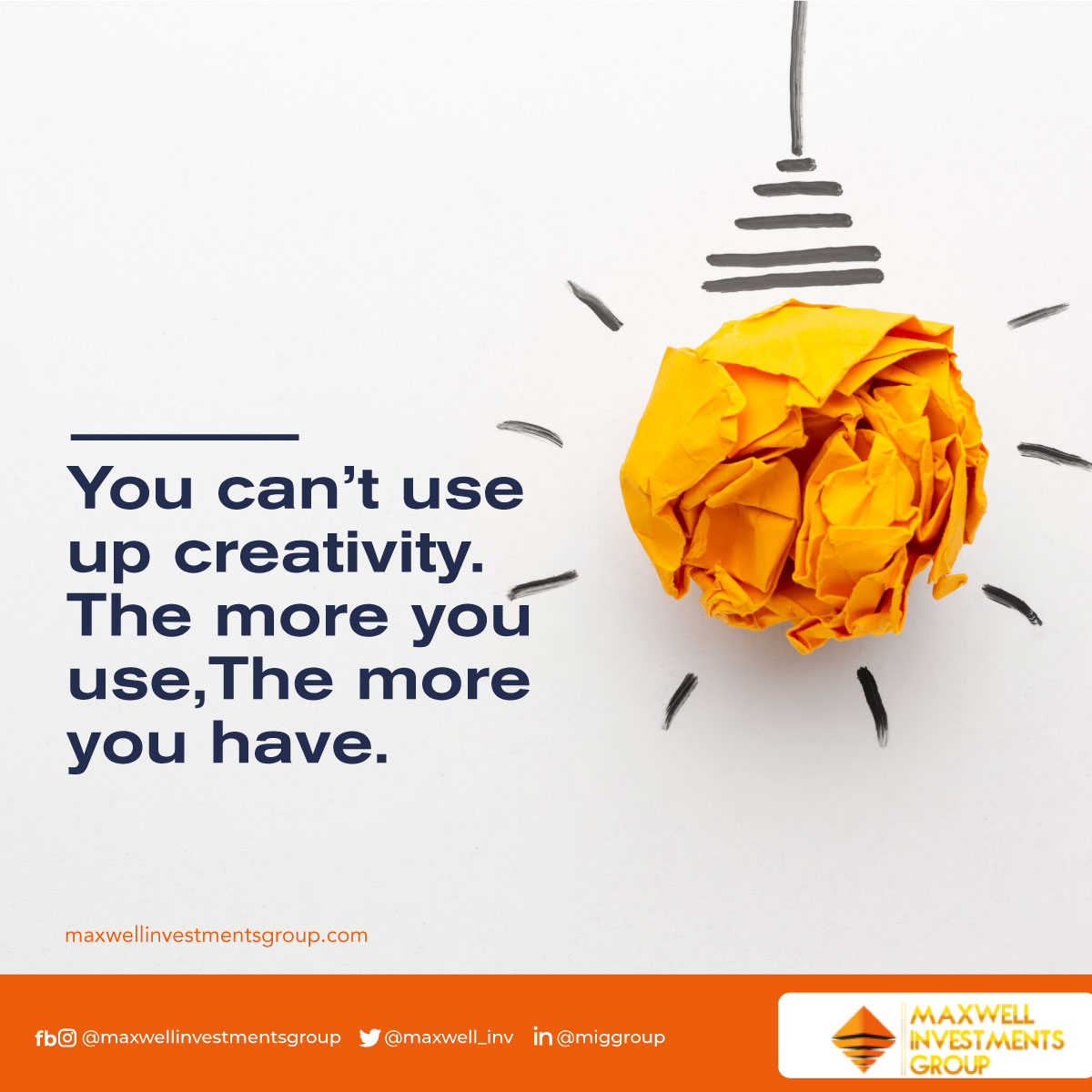maxwell_inv's tweet photo. "You can't use up creativity. The more you use, the more you have" - Maya Angelou https://t.co/gw9A4rGdsg