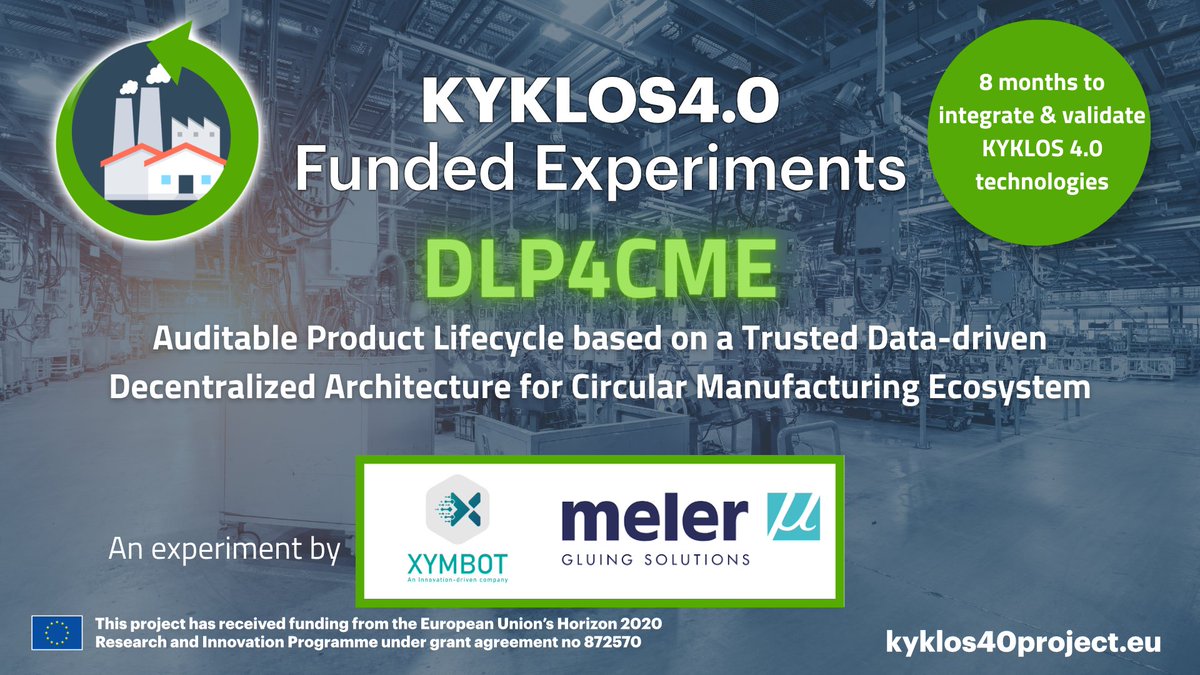 Kyklos40Project (@kyklos40project) on Twitter photo KYKLOS4.0 Funded Experiments #2 - Get to know DLP4CME
It aims to deploy product #digital lifecycle passport technology based on trusted data-driven decentralized architecture for #circular #manufacturing ecosystem.
ℹ️ kyklos40project.eu/open-calls/fun…
Experiment by <a href="/xymbot/">Xymbot Ltd.</a> & Focke Meler KYKLOS4.0 Funded Experiments #2 - Get to know DLP4CME
It aims to deploy product #digital lifecycle passport technology based on trusted data-driven decentralized architecture for #circular #manufacturing ecosystem.
ℹ️ kyklos40project.eu/open-calls/fun…
Experiment by <a href="/xymbot/">Xymbot Ltd.</a> & Focke Meler