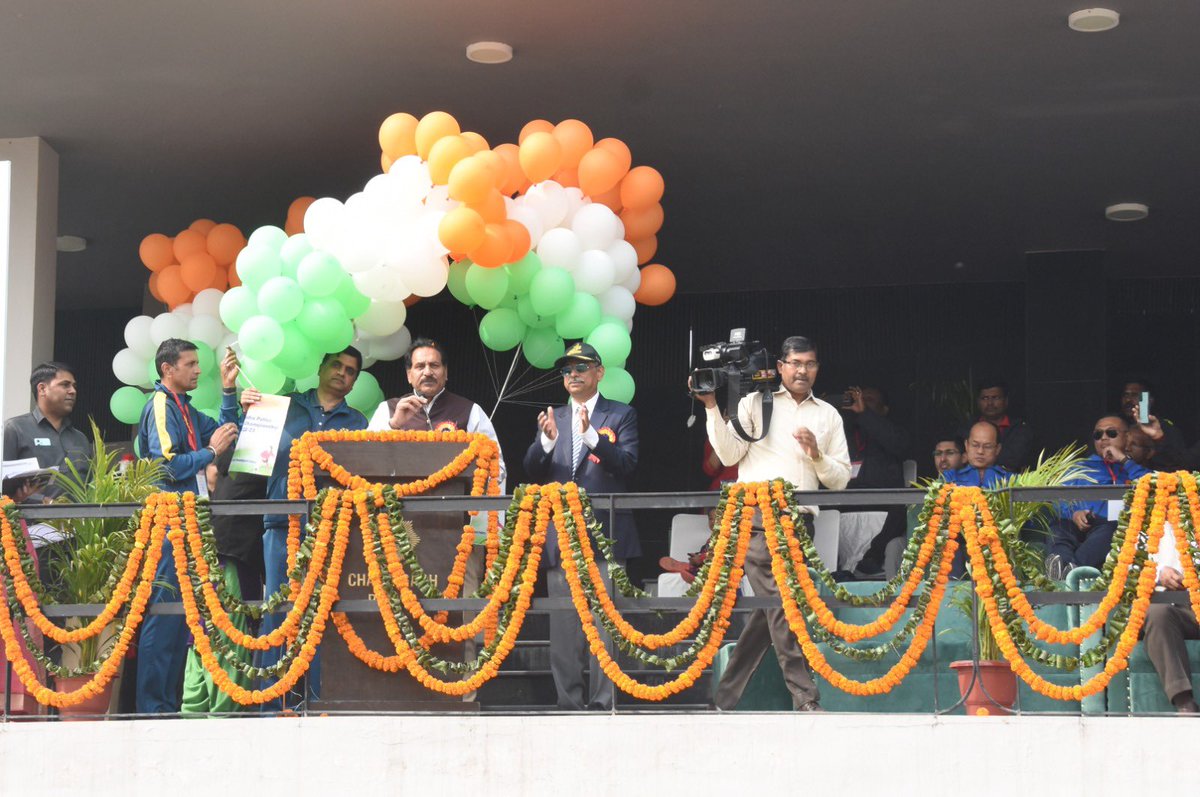 DgpChdPolice's tweet photo. 15th All India Police Badminton Championship 2022-23 was declared open by Sh Dharam Pal, Advisor to Administrator UT Chd at Tiranga Park, sec 17
Participating 37 teams from different state police forces, UTs &amp; CPOs conducted March Past &amp; Captain of Chd Team administered them oath https://t.co/kQGILqJ6GS