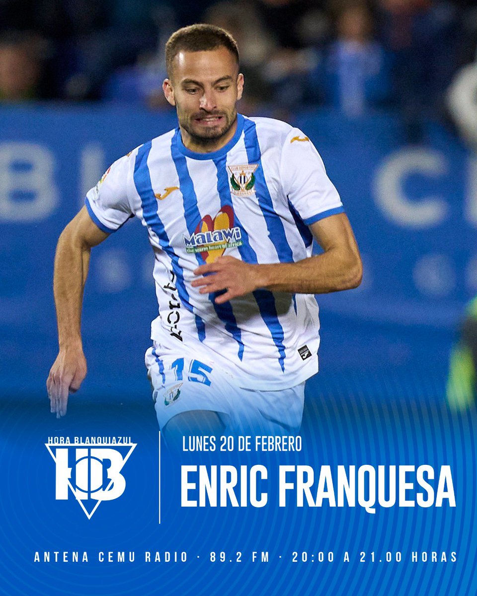 horablanquiazul's tweet photo. 📻 RADIO | Esta noche a partir de las 20:00 en @AntenaCEMU nos visita el defensa del @CDLeganes, Enric Franquesa.
🚨¡Empezamos a las 20:00!
Puedes dejar tu pregunta usando #FranquesaHB https://t.co/yVWZMmPBzx