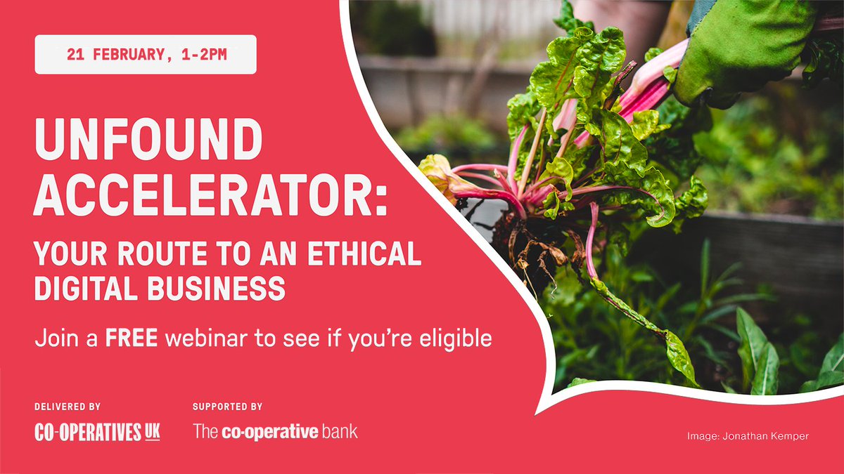 CooperativesUK's tweet photo. ⚡ Do you have an idea for an ethical digital business? There’s still time to sign up for tomorrow’s FREE webinar at 1-2pm to find out more about our FREE 10 week #UnFound Accelerator to help you develop your #platformcoop 👉 https://t.co/ACk4ZtlWlr 👍 #techforgood #coops https://t.co/g2V6h3JPb3