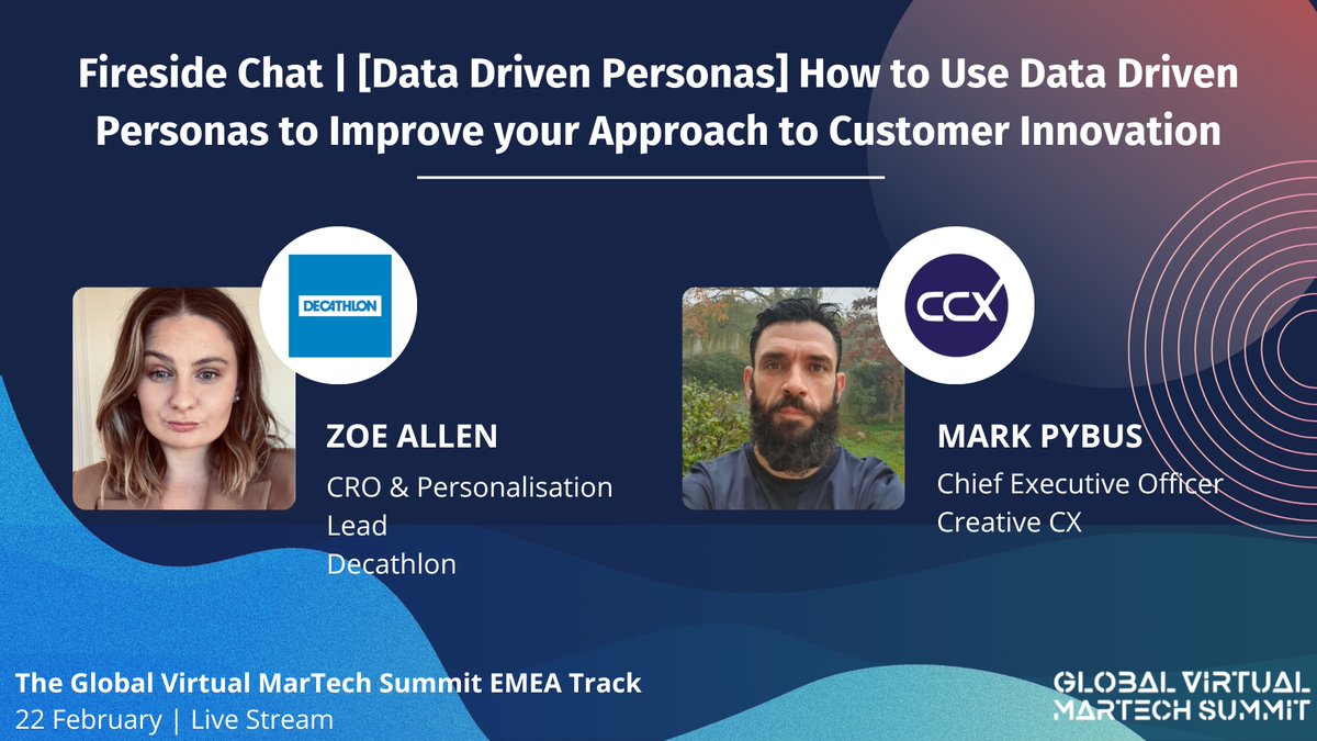 On Wednesday, Creative CX’s Mark Pybus will be hosting a fireside chat at the Global Virtual @Martech_Summit EMEA with Zoe Allen, CRO & Personalisation Lead at @Decathlon.

Register here to watch the live session: 
themartechsummit.com/global-virtual…

#VirtualMarTech #themartechsummit