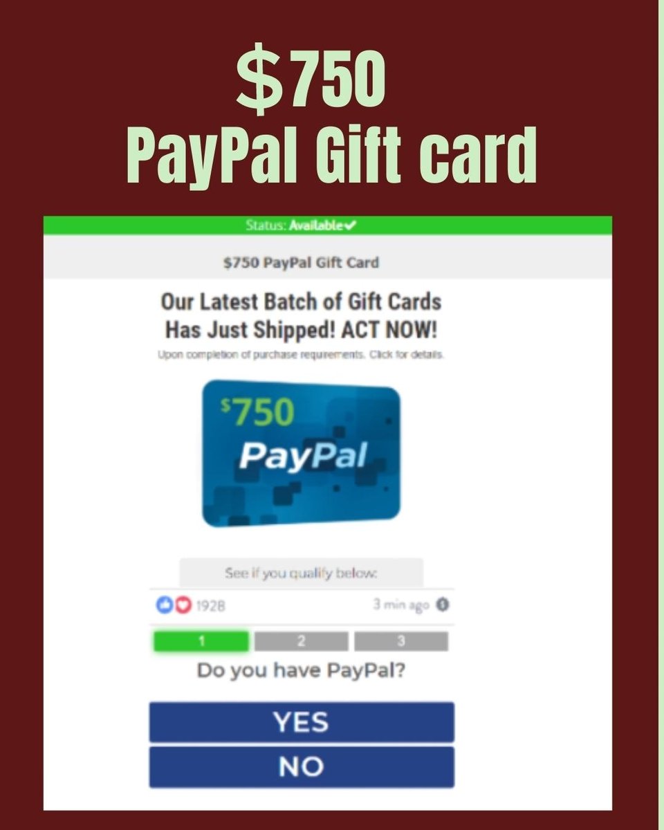 marketerfojlay's tweet photo. Act Now for a $750 PayPal Gift Card! 👉 https://t.co/G53xRPB3kp
..
..
..
#PayPal #paypalgiftcard #gifts #money #makemoneyonline #NBAAllStar #BAFTA2023 #RHOPReunion #StockMarket https://t.co/9pRnaT8b6x