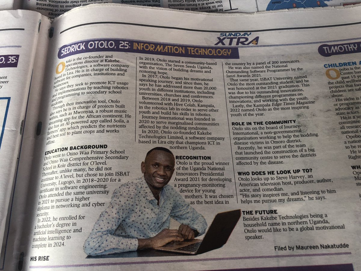 It’s true that I featured on the TOP 40 Under 40 in Uganda on the Sunday Vision 👍 - Step at a time! #newvision #top40under40