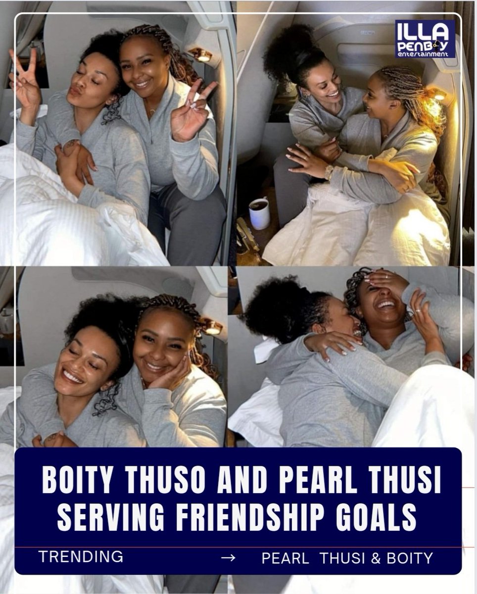 illapenboyNEW's tweet photo. Boity Thulo and Pearl Thusi serving friendship goals.
"We used to catch taxis in the ranks of Joburg, now we A terminal, OR Tambo," says Pearl in an adorable snap with her friend.
Fans love it ❤️
#PearlThusi #BoityThulo @Boity @PearlThusi https://t.co/T58xlOz7UY