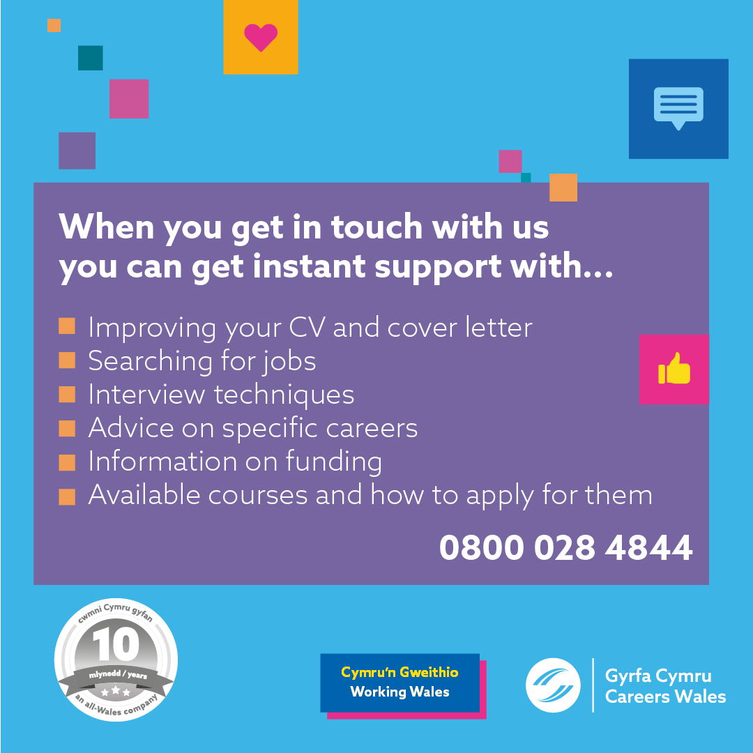 CareersWales's tweet photo. From the moment you contact us - whether it’s via phone, email, Facebook messenger or live chat - an expert member of our team is on hand to give you dedicated careers support straight away 🤝

Get in touch with us today: https://t.co/bPDem0tUhf https://t.co/VO0rMH8Ggh