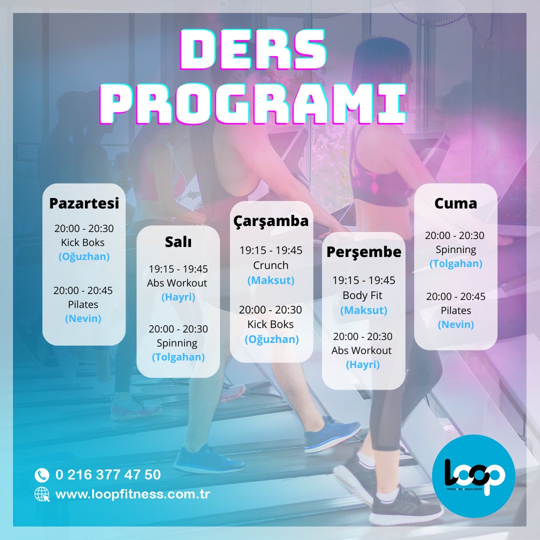 Haftalık ders programımız yayında.

Detaylı bilgi için bize ulaşın.  
☎ 0 (216) 377 47 50

#fitness #pilates #yüzme #boks #spa #masaj #terapi #kışspor #spinning #kickboks #zumba #totalbody #aerobic #karate #diyet #beslenme #healtcenter #koşu #step #crossfit #sağlık #motivasyon