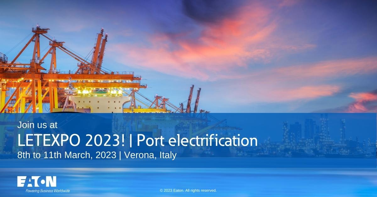 ETN_EMEA's tweet photo. Are you going to @LetExpo 2023 in Verona, Italy, in March? Be sure to join us at Booth C5 to see our SF6-Free medium voltage switchgear and transformer solutions and our xStorage all-in-one energy storage system. https://t.co/qgpXpbKP73
#Marine #PortElectrification https://t.co/SzXPEKydD9