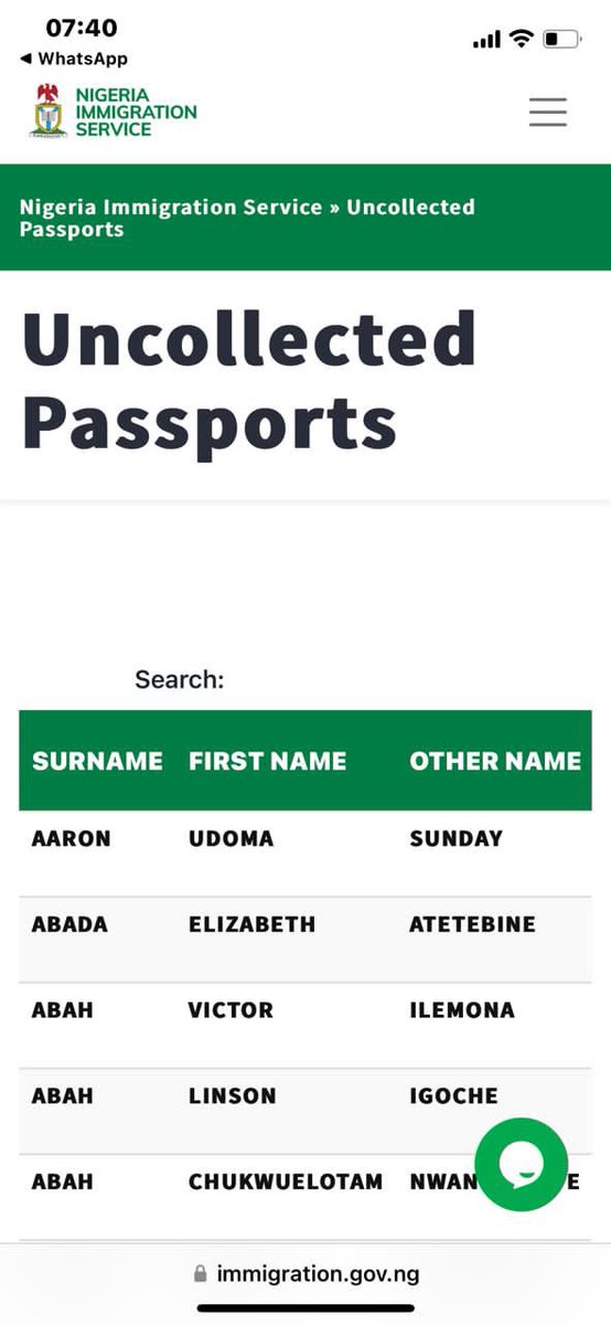 A list of all Nigerian passports that have been printed and are still unclaimed. If you discover your name, go get your passport at the passport office.

#NISDeyForYou 
#NigeriaDecides2023

 immigration.gov.ng/uncollected-pa…
