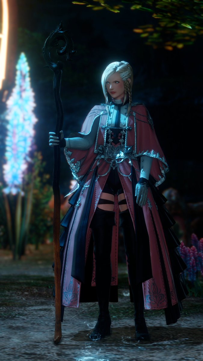 KENOASTRAL's tweet photo. post-wotm minfi redesign in progress! she suffers from light exposure damage which turned her hair and limbs partially white, alongside her eyes losing all color as well (vision impairment TBD). she's a SMN with a cane as weapon who uses sin eaters instead of primals/carbuncles. https://t.co/As7Wn121aH