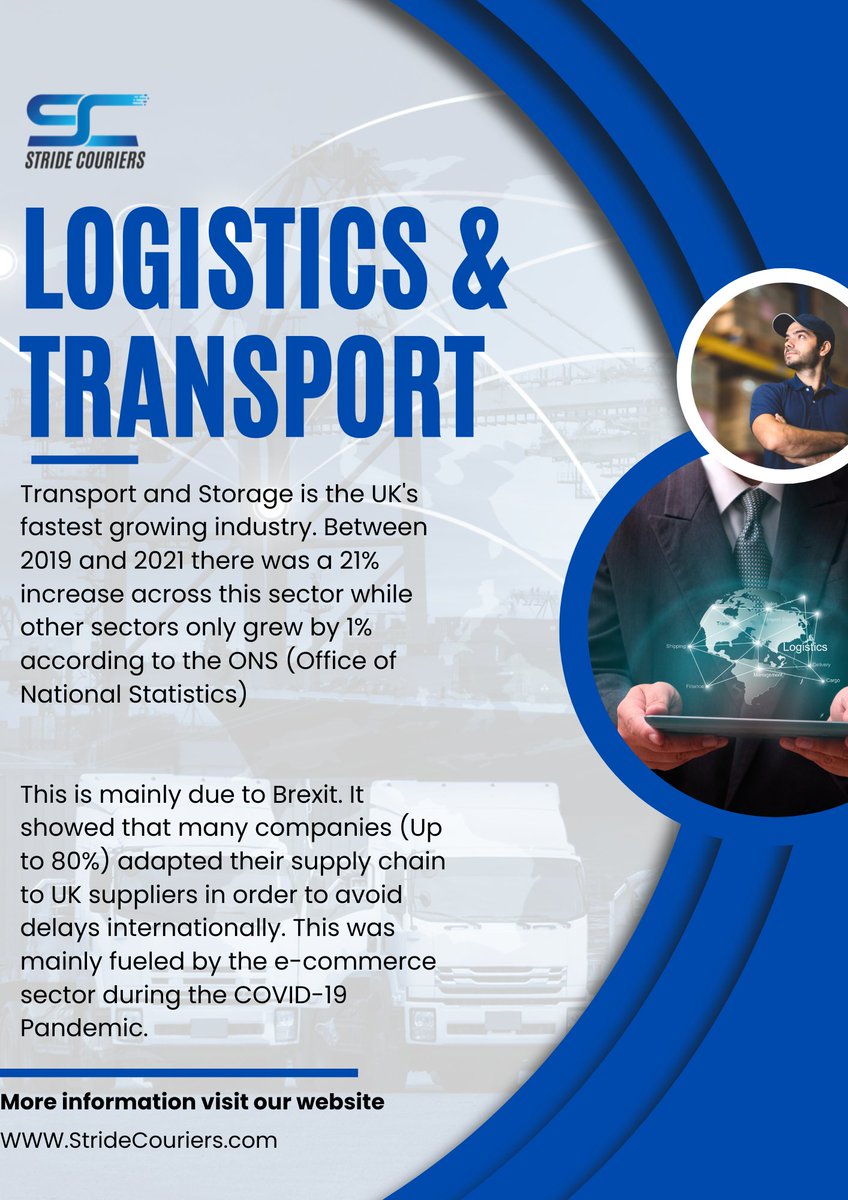 Did you know Transport and Storage is one of the fastest growing industries in the UK?

Visit our Website: StrideCouriers.Com 

#courierservice #samedaycourier #leeds #yorkshirebusiness #nationwide #courier #transport #logistics #london #businesstobusiness #itequipment #b2b