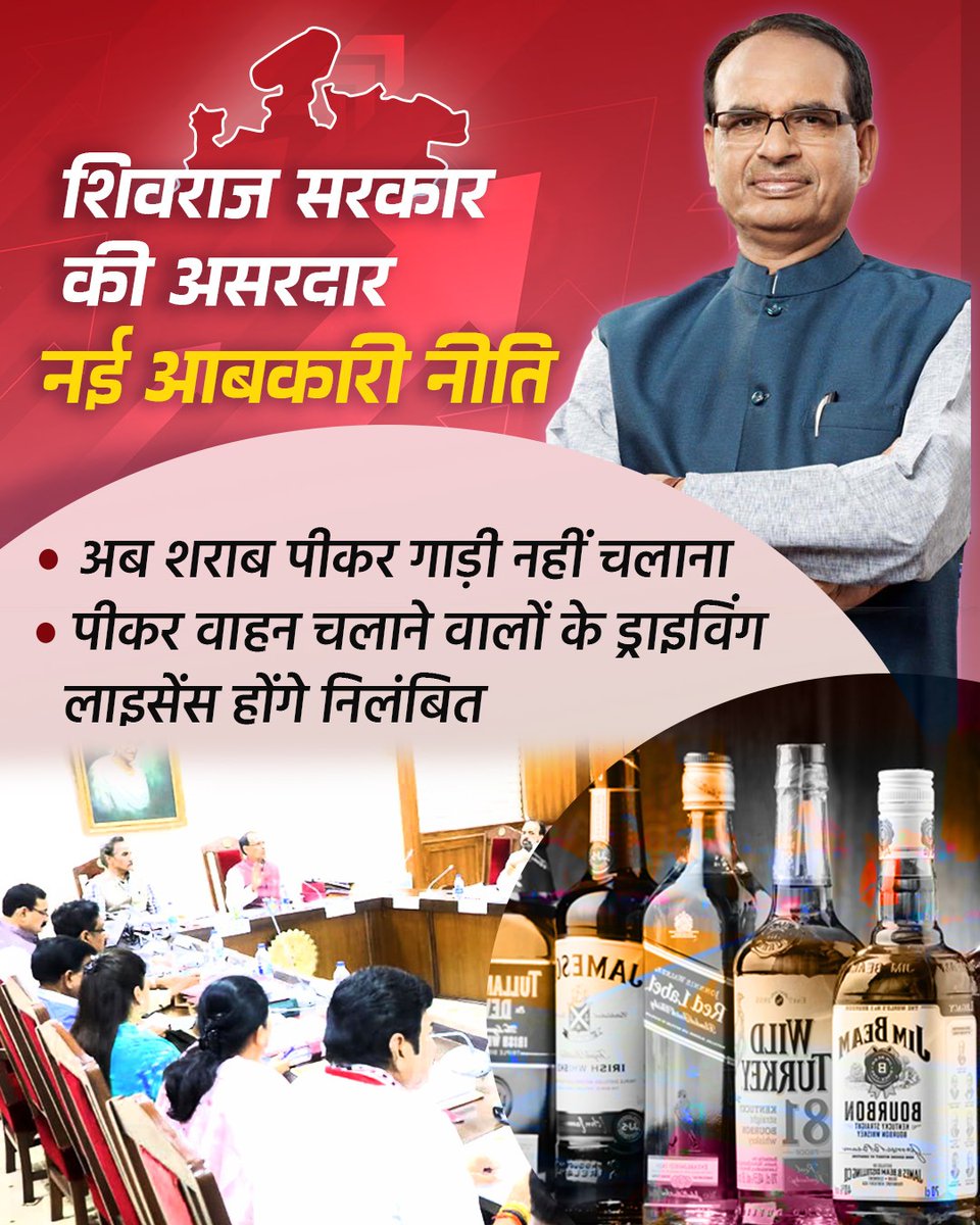 मध्यप्रदेश में शराब सेवन को हतोत्साहित करने के लिए शिवराज सरकार का ऐतिहासिक निर्णय। नि श्चित ही इस फैसले से प्रदेश नशा मुक्ति की तरफ तेजी से अग्रसर होगा। 

<a href="/ChouhanShivraj/">Shivraj Singh Chouhan</a>
#MPLiquorPolicy
 #ThankUShivraj