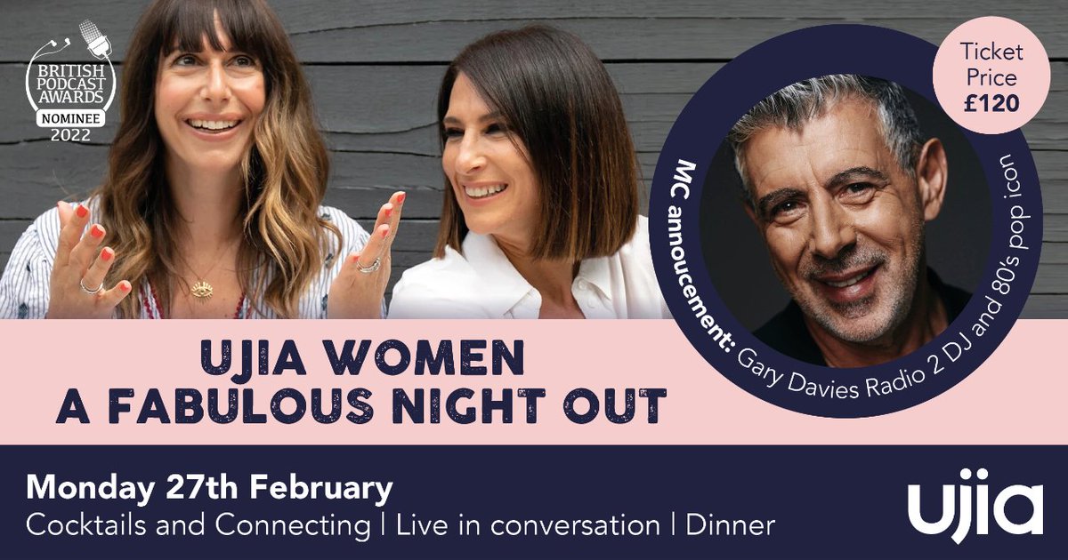 UJIAcharity's tweet photo. 🍹Cocktails and Connecting
🎙️Live in conversation
🥘Dinner
AND announcing @djgarydavies
Monday 27th February
North London Venue
6.45pm to 10.00pm
📌 https://t.co/12quSLhUJ5
#ujia #womensevents https://t.co/eKeWEfOK0X