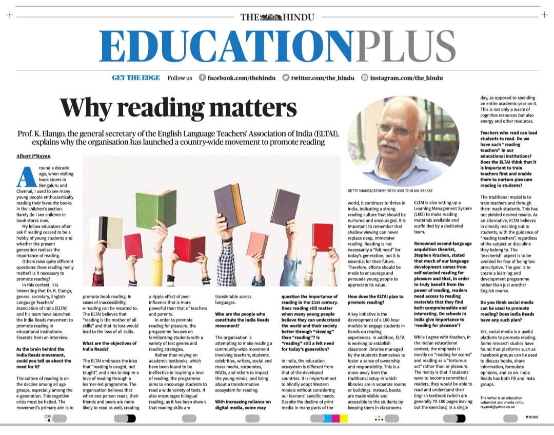 BabyPaveen10's tweet photo. Digital world is actually taking away some of the most beautiful aspect of our education system.. READING 

Thanks @the_hindu for talking up such critical aspects... https://t.co/fkwW8p56dI