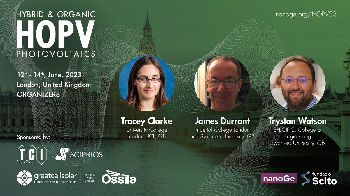 😀Last day to submit your Oral Abstract!

Take the opportunity to be part at this wonderful Conference #HOPV23

🗓️12th - 14th June 2023, London, UK

▶ Submit your oral abstract here: 
nanoge.org/HOPV23/home
