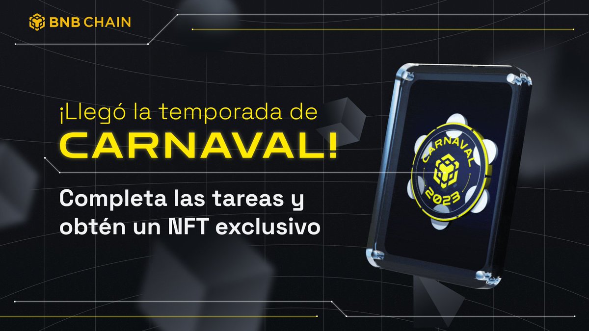 BNBCHAIN's tweet image. Queremos comemorar o carnaval com você com um presente especial.

Conclua as tarefas e reivindique o NFT exclusivo 🎁

Conclua as tarefas aqui ⤵️
gleam.io/AgubZ/bnb-chai…