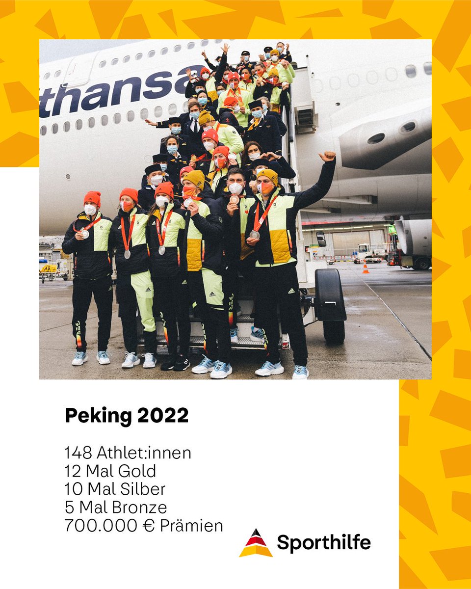 Vor genau einem Jahr endeten die Olympischen Winterspiele &amp; die deutschen Athlet:innen traten ihre Reise zurück nach Deutschland an ✈️ Im Gepäck: 12 x 🥇, 10 x 🥈, 5 x 🥉
Für diese Erfolge schüttete die Sporthilfe Olympia-Prämien in Höhe von 700.000 € aus 💡