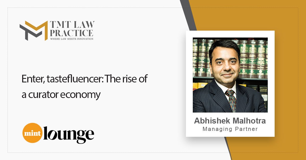 TMTLawPractice1's tweet image. Abhishek Malhotra, Managing Partner, @TMTLawPractice1 shared his thoughts with Livemint Lounge in an article titled "Enter, tastefluencer: The rise of a curator economy"

Read more via: lifestyle.livemint.com/news/big-story…

#thoughtleadership #copyrightact #content #rights