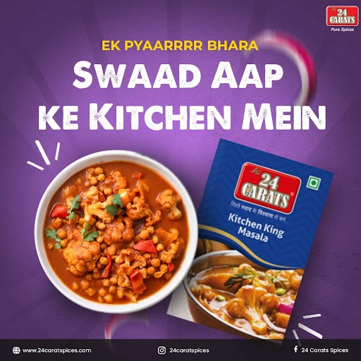 CaratsSpices's tweet image. Apne roz ke boring khane ka swaad badhane ka👆aasan tarika-24 Carat Kitchen King Masala! 👑👑 

Try kare delicious Kitchen King Masala aur banaye finger-licking food 🤩🍴🍲 

#24caratsspices #indianspices #kitchenkingmasala #tastytreats #spicesofindia #spicyfoods #indianmasala