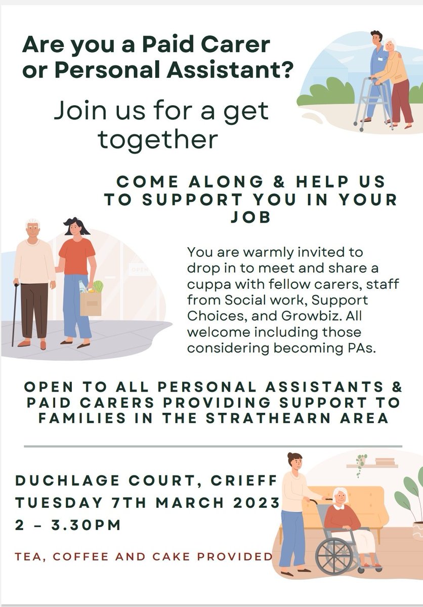 Are you a Paid Carer or Personal Assistant? If so then please come along to this free drop in event on Tuesday 7th March - for more details see below.