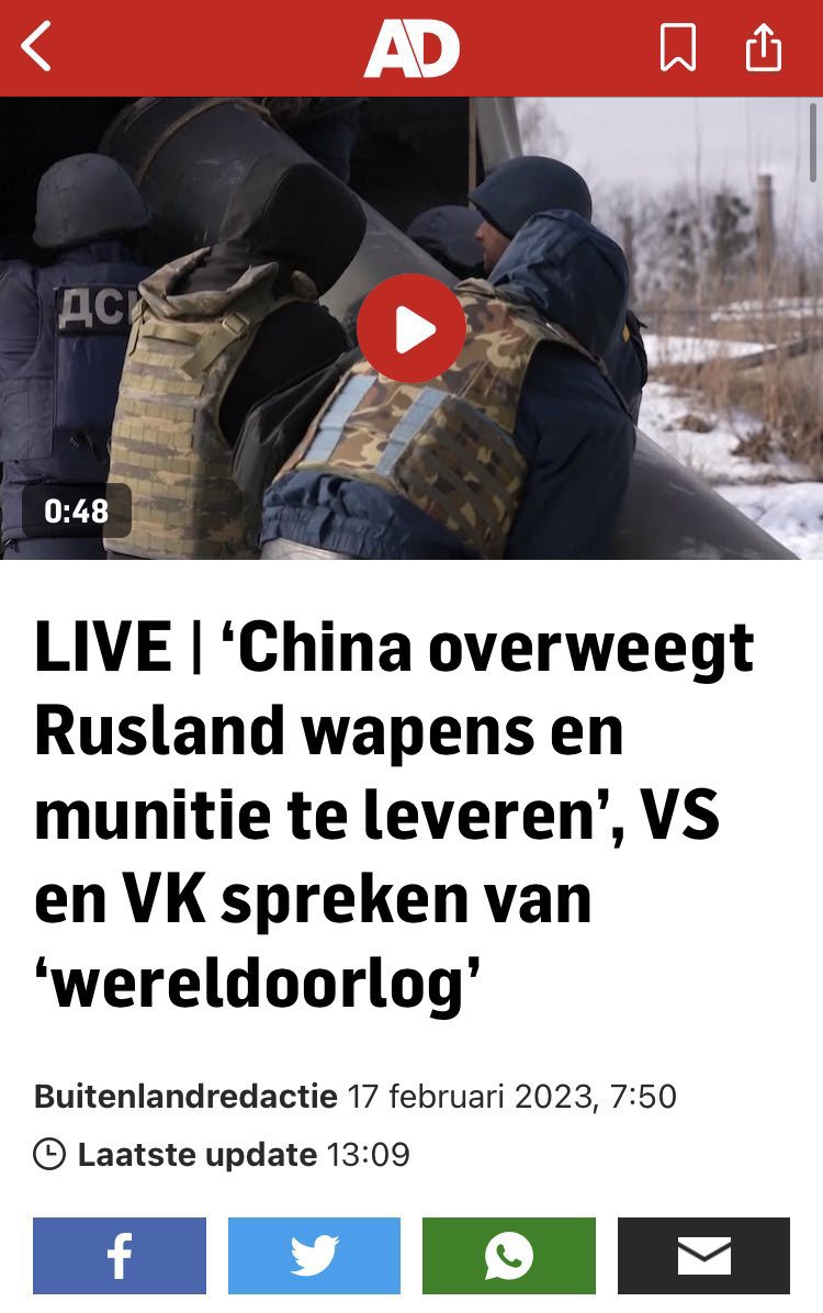 SC13051's tweet photo. Bijna alle NAVO landen leveren wapens aan Oekraïne dan mag China ook wapens leveren aan Rusland https://t.co/6q6IuEaXge