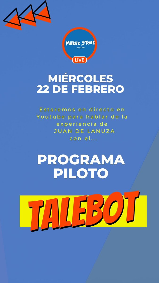 MakerSt_ALLKNOW's tweet image. 📆Miércoles 22 de febrero a las 11:45h

💻Directo en Youtube con Juan de Lanuza para conocer de primera mano su experiencia con el Programa Piloto de @Matatalab 

Para unirte a nosotros haz clic en el enlace👇🏽
youtube.com/live/AngXQcn7K…

¡Te esperamos!😊

#matatalabPilotProgram