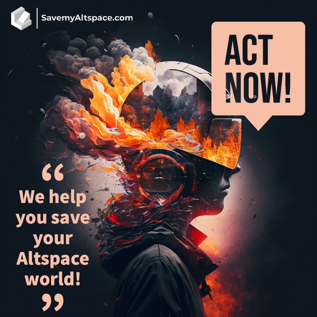 Attention all Altspace users! Save your Altspace 3D-assets before it's too late! With SaveMyAltSpace.com, you can easily export and import your assets to Unity and beyond. #SaveMyAltSpace #AltspaceShutdown